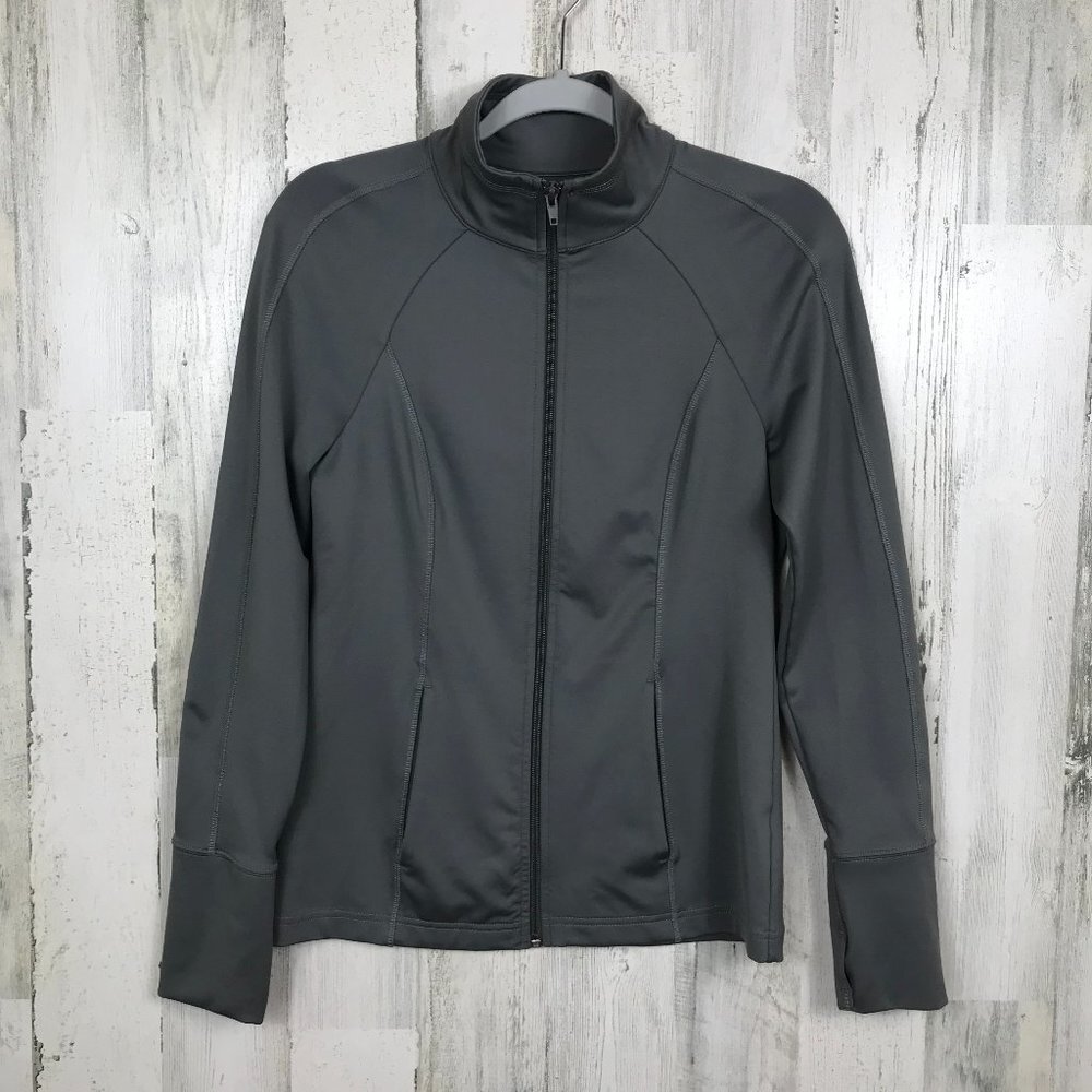 Zella activewear jacket zipper closure gray small athleisure workout quick dry